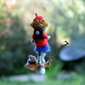 needle felted tree ornament Christmas Waldorf inspired doll home decor