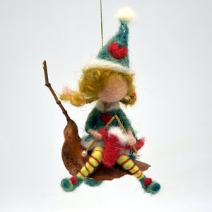 Christmas Winter Ornament, Needle felted Waldorf inspired, Home decor