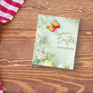 Tarjeta de Pascua con mariposas para regalar / Tarjeta de Pascua con vegetación imprimible en PDF / Tarjeta personalizada DIY para amigos y familiares / Saludo de descarga instantánea
