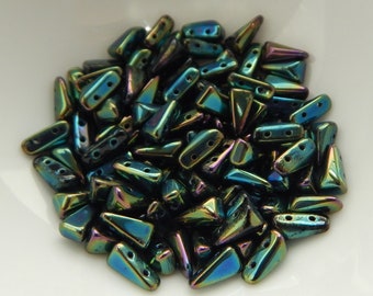 30pcs Vexolo 2-hole Pressed Beads 5x8mm VX022 Czech Glass Jet Black