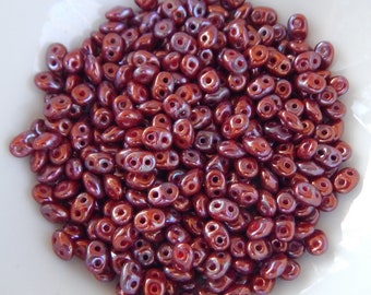 Small Czech Glass Faceted Thru Cut Teardrop Drop Bead Red Nebula 20 Beads Item 5837 8 x 6 mm