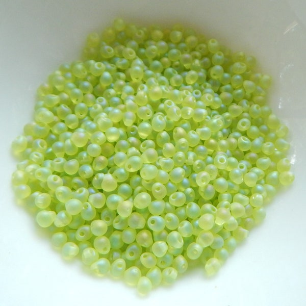 2.8mm Drop Beads Miyuki -Matte Transparent Chartreuse AB - 20 Grams No. 143fr