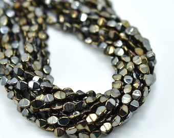 50 Beads - 5x3mm Pinch Opaque Brown Iris - Czech Glass