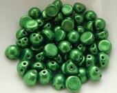 Cabochon 7mm 2-Hole (25 beads) Saturated Metallic Kale Czech Glass Beads