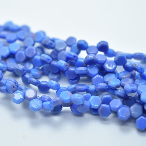 Two Hole Honeycomb (30 Beads) - Hodge Podge Blue - Czech Glass