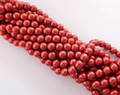 50 Beads - 6mm Druk Rounds Saturated Metallic Cherry Tomato Pressed Czech Glass