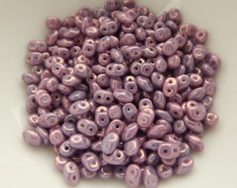 2 x 5 mm SuperDuoビーズ チョークベガラスター 10グラム チェコガラスビーズ