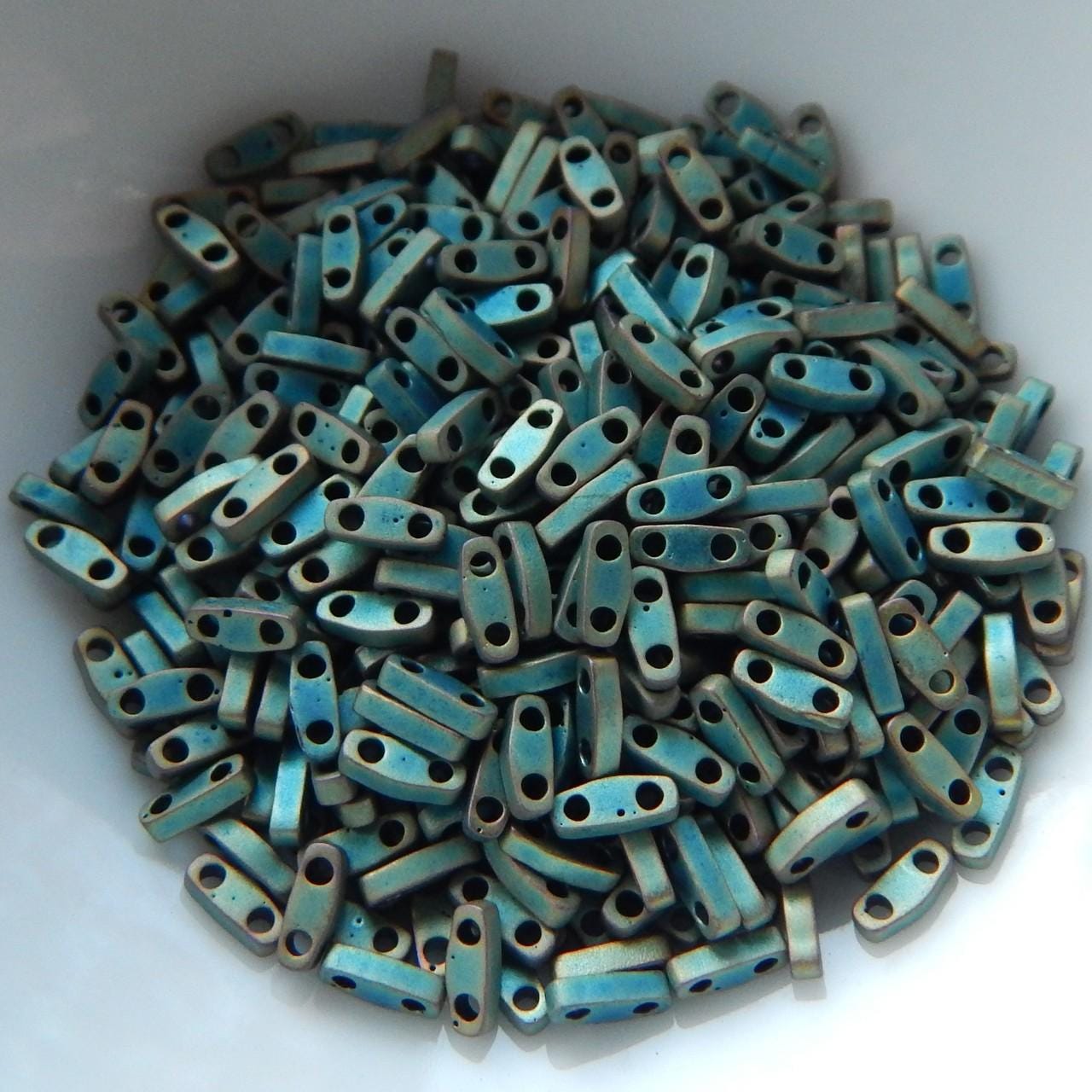 Quarter Tila Two Hole Beads Matte Metallic Patina Iris 5 Grams Miyuki No. 2008