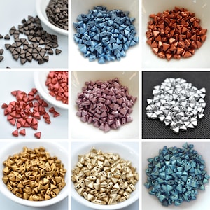 Kheops® par Puca® (25 Beads) - Matte Color, Matet Metallics - Choose Color - 6mm 2-Hole Triangle Shape Glass
