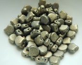 Ginko (35 Beads) Metallic Suede Gold 7.5mm x 7.5mm 2-hole Czech Glass by Matubo