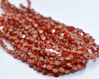 50 Beads - 5x3mm Pinch Hyacinth Bronze Czech Glass
