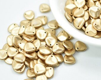 30 Beads - Rose Petal 8x7mm - Aztec, Pale Gold - Czech Glass