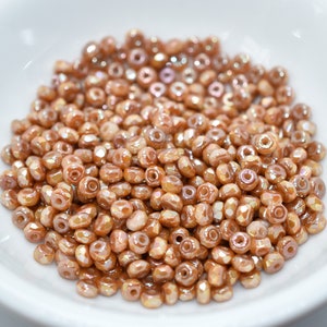 50 Beads - 2x3mm Micro Spacer - Full Apricot - Faceted Czech Glass
