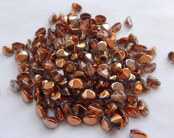 100 Beads - 5x3mm Pinch Beads Crystal Sunset - Czech Glass