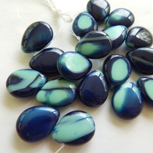 4 Beads - Polished Drop 16x12mm Denim Turquoise - Czech Glass