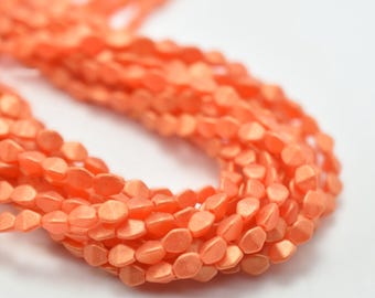50 Beads - 5x3mm Pinch Sueded Gold Hyacinth Czech Glass