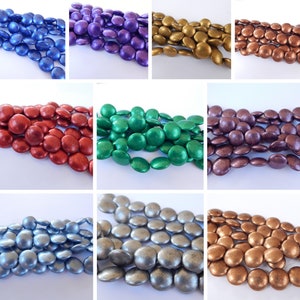 6 Beads - 14mm Cushion Round - Saturated Metallics, Choose Color - Czech Glass