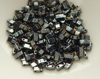 Half Tila Two Hole Beads Gunmetal 5 Grams Miyuki Glass Beads No. 464