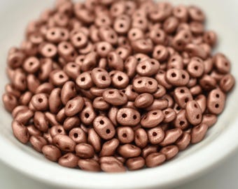 10 グラム - スーパーデュオ サテン メタリック テラコッタ - ビーズ Matubo