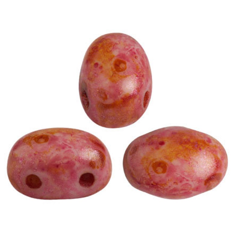 Opaque Rose Spotted 20 beads 2-Hole 7x5mm Oval Samos\u00ae par Puca\u00ae