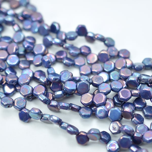 Two Hole Honeycomb (30 Beads) - Hodge Podge Blue Nebula - Czech Glass