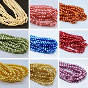 4mm Round Czech Glass Pearl - Jewel Tone, Choose Color - (120 beads)