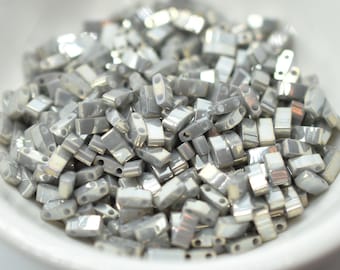 Half Tila Two Hole Beads Galvanized Gray Luster 5 Grams Miyuki Glass Beads No. 1865