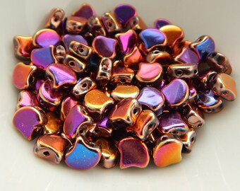 Pack of 40 Ginko Beads Violet Rainbow