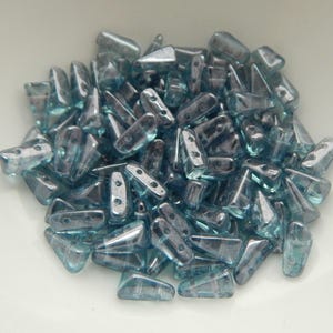 30 Beads - 5x8mm Vexolo® 2-Hole Crystal Baby Blue Luster- Czech Glass
