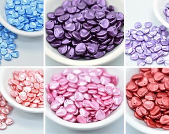 30 Beads - Rose Petal 8x7mm - Choose Color, Pastel Colors - Czech Glass