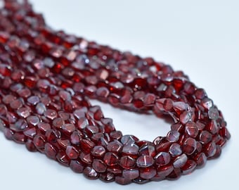 50 Beads - 5x3mm Pinch Siam Ruby Vega Czech Glass