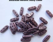 Czechmate Beam Beads Saturated Metallic Dusty Cedar 5 grams Glass 3-Hole Beads