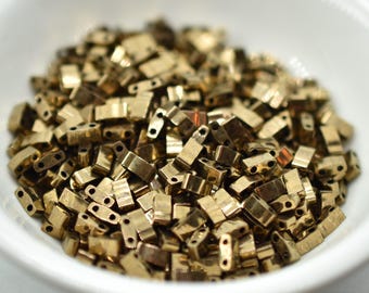 Half Tila Beads Jet Dark Bronze 5 Grams Miyuki Glass Beads No. 457