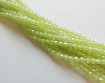 2mm (100 beads) Fire Polished Faceted - Flash Pearl Olivine - Czech Glass