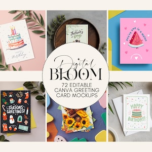 72 bozzetti di biglietti d'auguri, modificabili, pacchetto di modelli Canva, bozzetti personalizzabili, modelli Canva, bozzetti di biglietti d'auguri per Canva