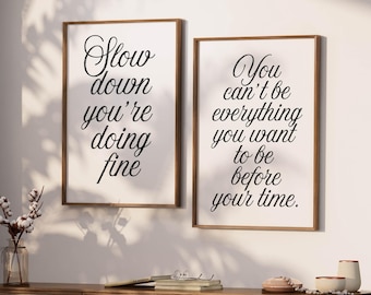 Juego de 2 impresiones con citas inspiradoras, letras de canciones de Viena, impresiones caligráficas manuscritas, carteles motivacionales, arte lírico musical