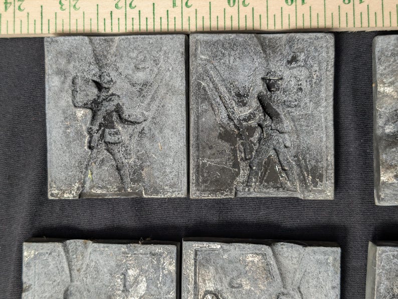 Lot of 4 Iron/aluminum Toy Soldier Military Color Guard Casting Molds ...
