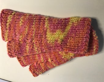 Yellow Pink fingerless gloves