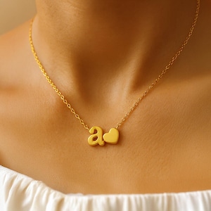Custom Initial Heart Necklace, Heart Keepsake Necklace, Initial Keepsake Necklace, Letter Personalized Necklace, Letter Anniversary Necklace