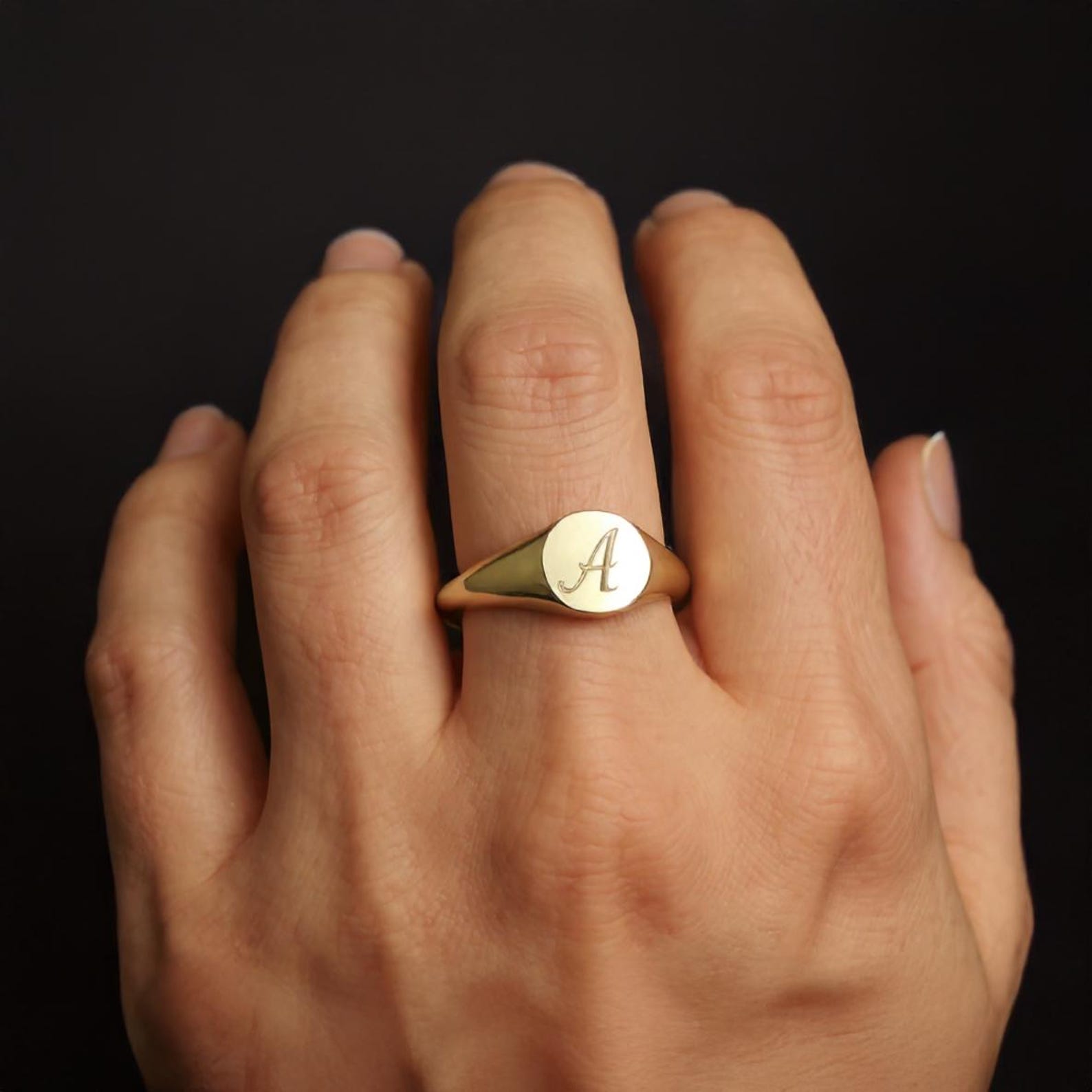 Customized Initial Ring, Dainty Initial Ring, Initial Personalized Ring ...