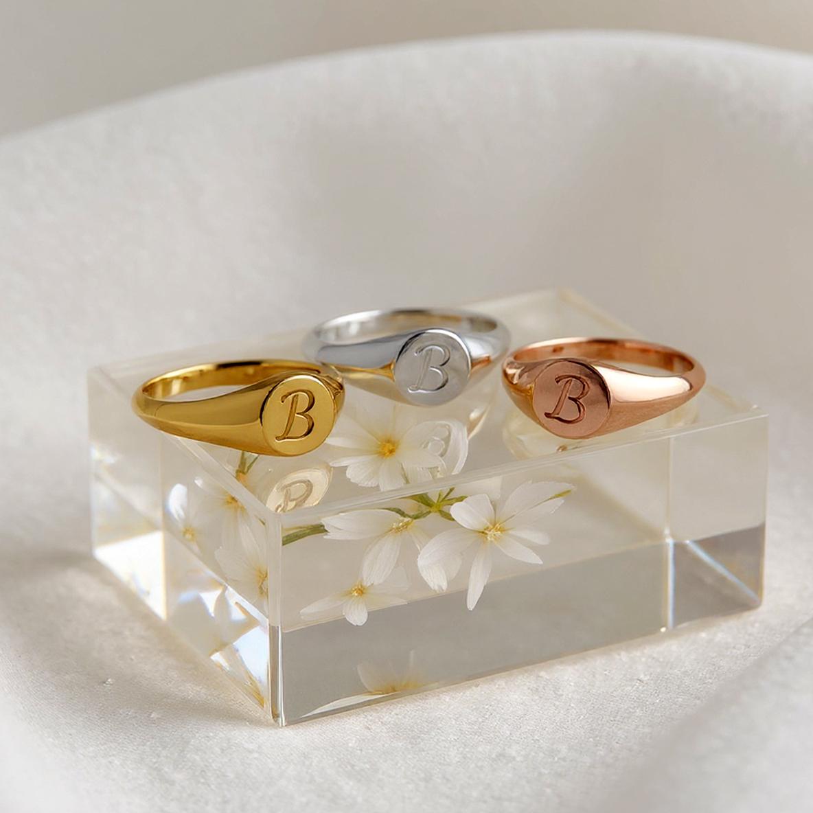 Customized Initial Ring, Dainty Initial Ring, Initial Personalized Ring ...