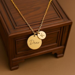 Name Disc Necklace, Disc Initial Necklace, Initial Customized Necklace, Name Initial Pendant, Mother Name Personalized Necklace Gift for Her