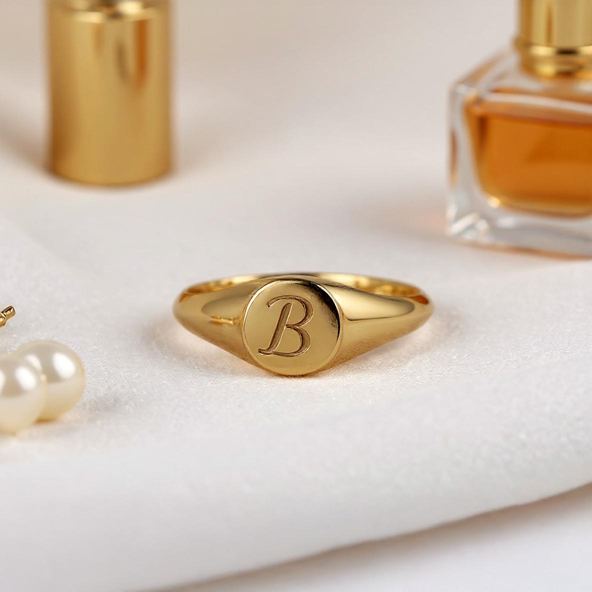 Customized Initial Ring, Dainty Initial Ring, Initial Personalized Ring ...