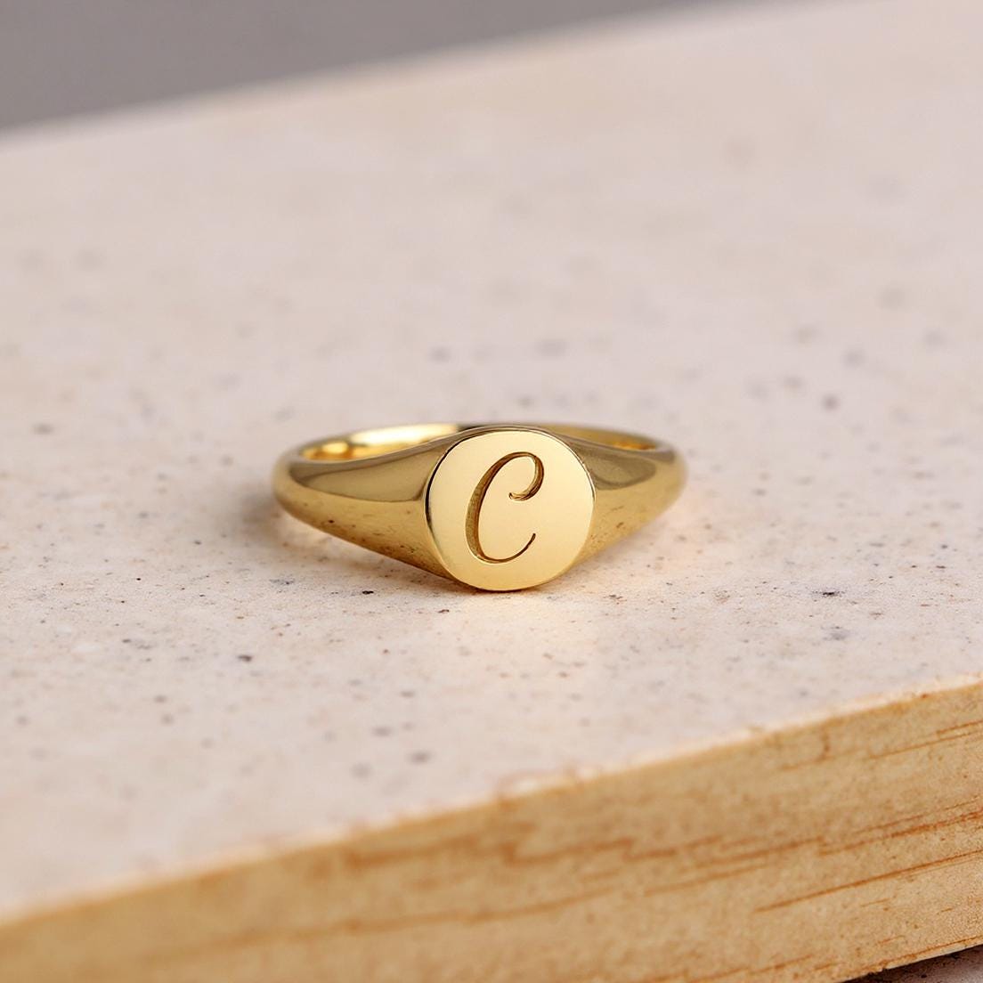 Customized Initial Ring, Dainty Initial Ring, Initial Personalized Ring ...