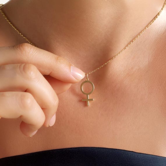 Female Symbol Necklace, Feminist Venus Necklace, Gender Equality Necklace, Female Sign Necklace, Gold Necklace Gift, Female Symbol Pendant