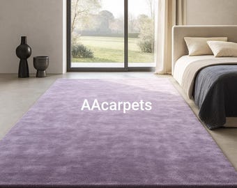 Lavender Area Rug, Light Purple Carpet for Living Room, Soft Plush Bedroom Rug, Modern Solid Color Floor Rug, Luxury Home Decor Rug