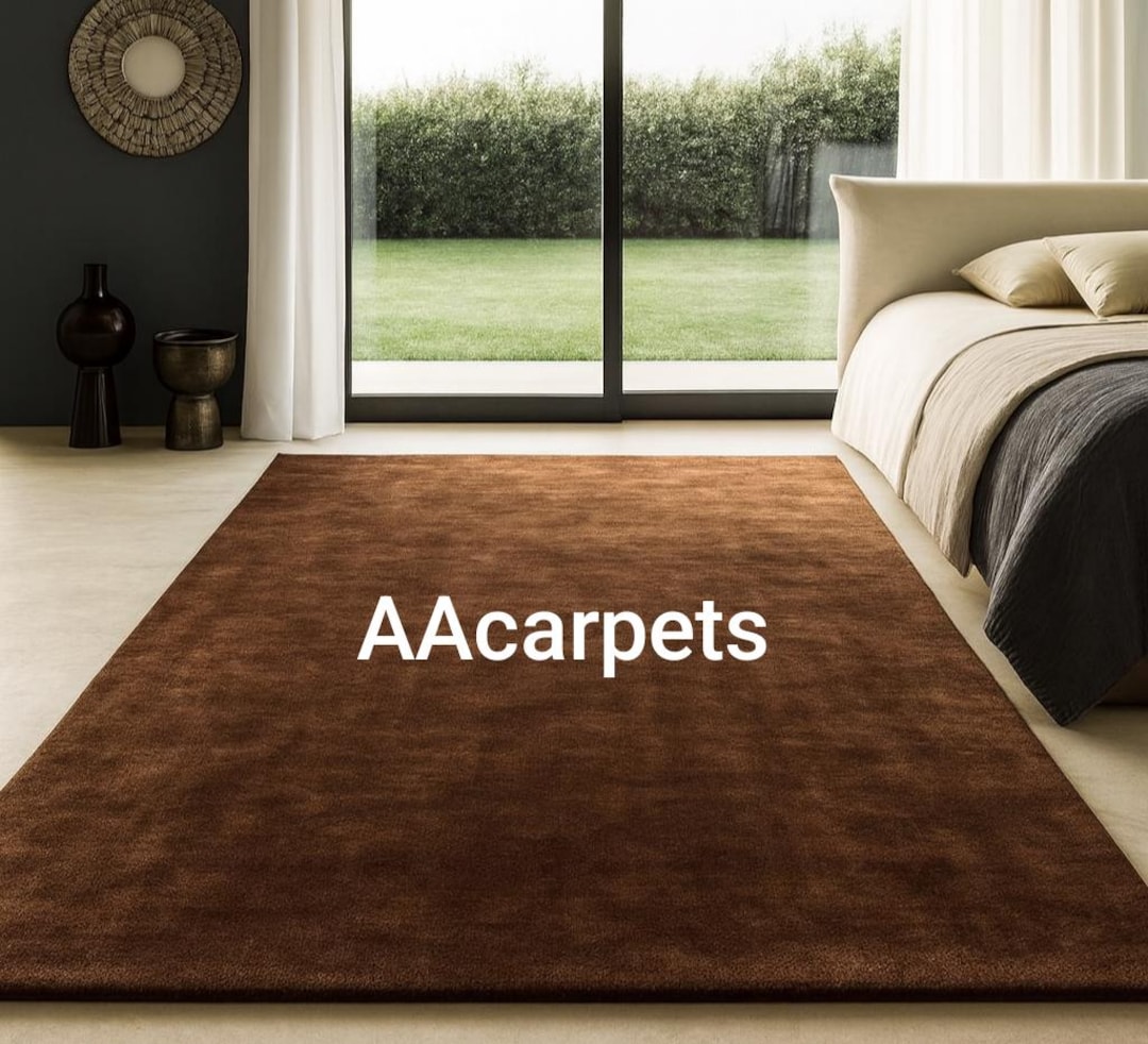 Luxury Chocolate Brown Solid Area Rug | Soft Plush Modern Carpet for ...