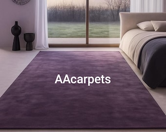 Purple Solid Plush Area Rug – Soft Luxury Carpet for Bedroom & Living Room | Modern Plain Floor Rug by AAcarpets Rug