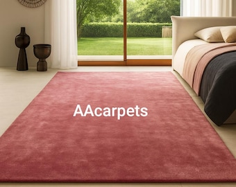 Luxury Blush Pink Solid Area Rug | Soft Plush Modern Carpet for Living Room & Bedroom | Premium Floor Rug by AAcarpets