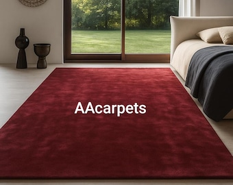 Luxury Burgundy Red Solid Area Rug | Soft Plush Modern Carpet for Living Room & Bedroom | Premium Floor Rug by AAcarpets